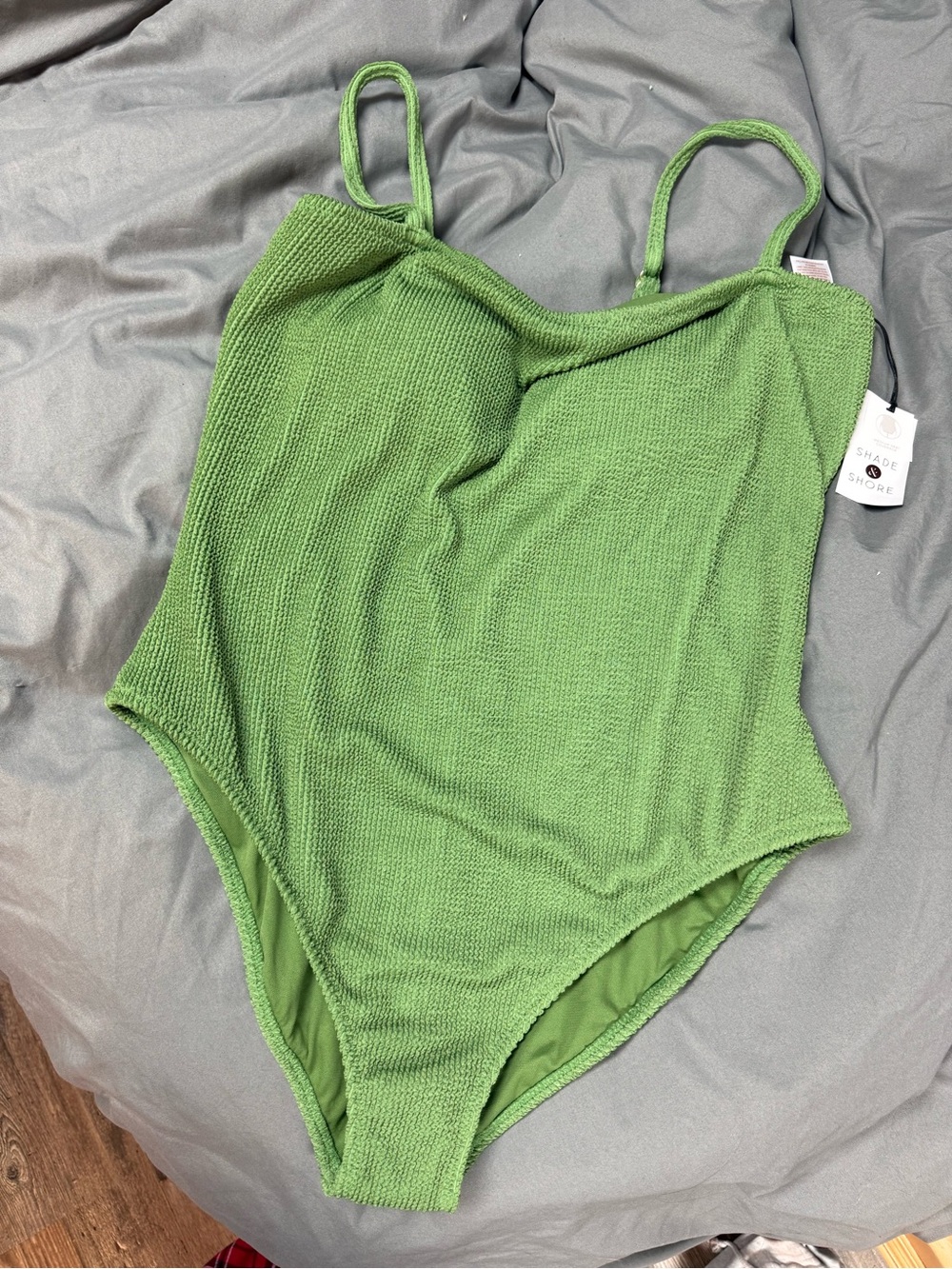 Shade & Shore Green Textured One-Piece Swimsuit
